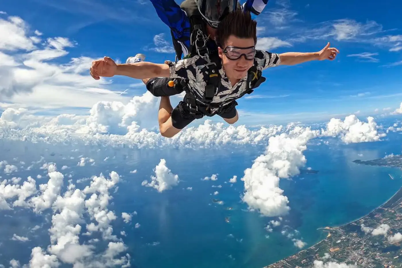 Tandem skydive over the Gulf of Thailand